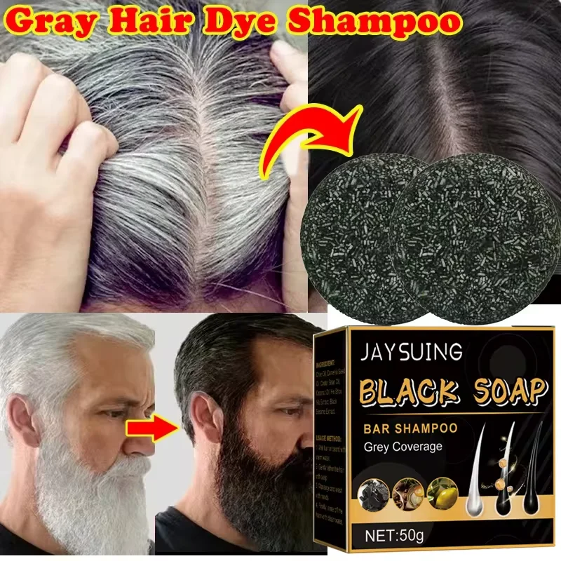 Hair Darkening Shampoo Soap Restore Gray Beard and Hair Natural Color 50g
