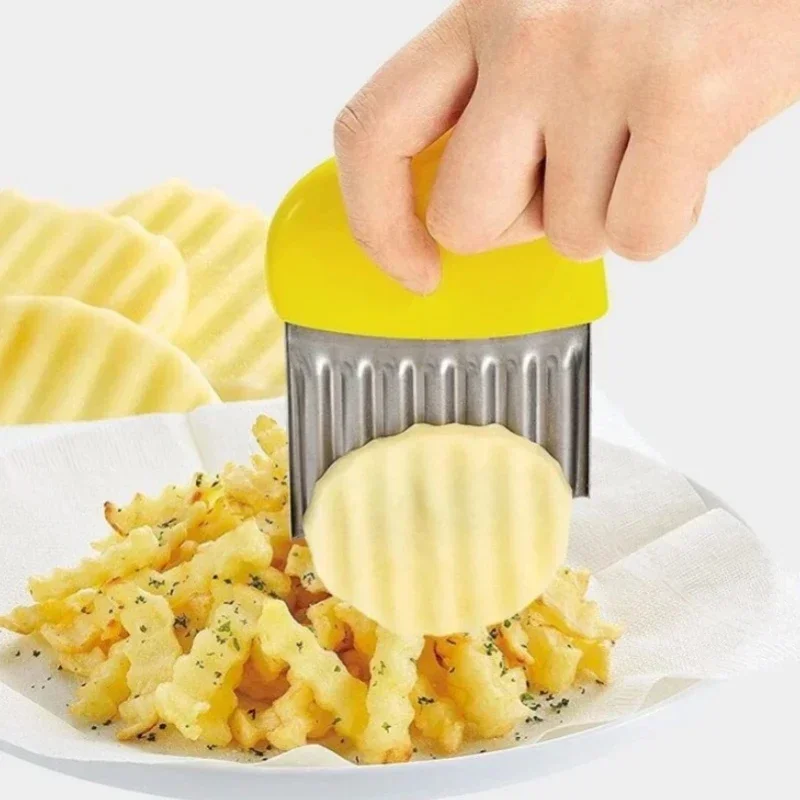 Potato Cutter Chip French Fry Maker Stainless Steel Wavy Knife French Fries Chopper kitchen Knife Chopper Fry Maker Tools