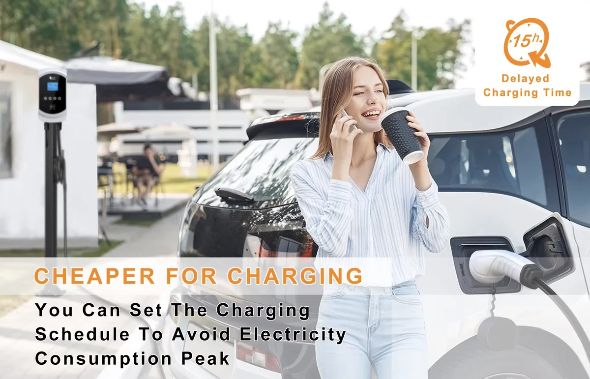 feyree EV Charger 32A 7.6KW Electric Vehicle Car Charger EVSE Wallbox 11KW 22KW 3Phase Type2 Cable IEC62196-2 Socket APP Control — view 6