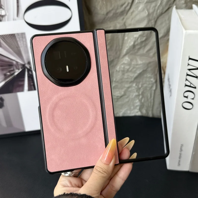 Fashion Leather Pattern Phone Case with Magnetic Hard Shell Back Cover and Front Protection Film