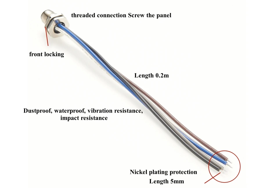 M12 B-Code 5-Pin Stecker Frontplattenmontage-Kabel IP67 M12 Stromkabel mit Vorverdrahteten Leitungen Schottwandsteckdose für NMEA2000 CAN BUS – Detail 4