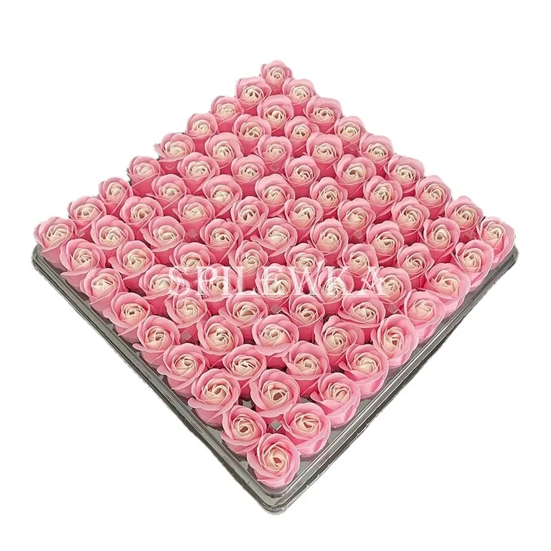 thumbnail image 1 of 27/81 piezas de flores artificiales de jabón de 3,5 x 4 cm, sin base de flores, cabezas de rosas de 3 capas para el hogar, boda, día de la madre, caja de regalo de bricolaje, decoración, 1 of 5