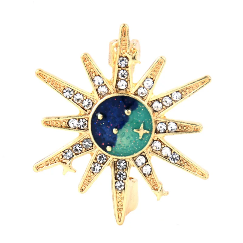 Spilla Unicorno Serie Cielo Stellato Fantasia Universo Blu Cielo Stellato Spilla Sole Design Personalità Spille Per Abbigliamento
