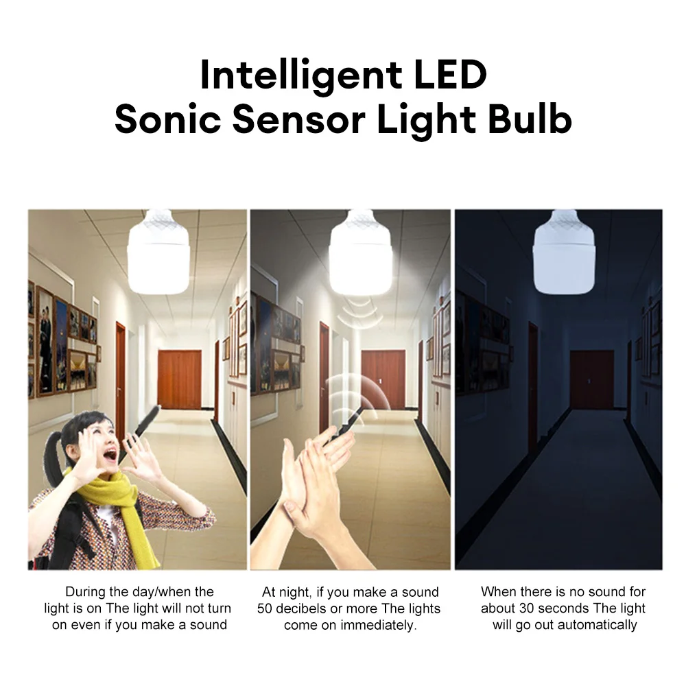 LED Sound Sensor Light Bulb Motion Induction Voice Light Control Lamp Bulb E27 10W 20W 30W Replacement Source For Hallway led light led lamp