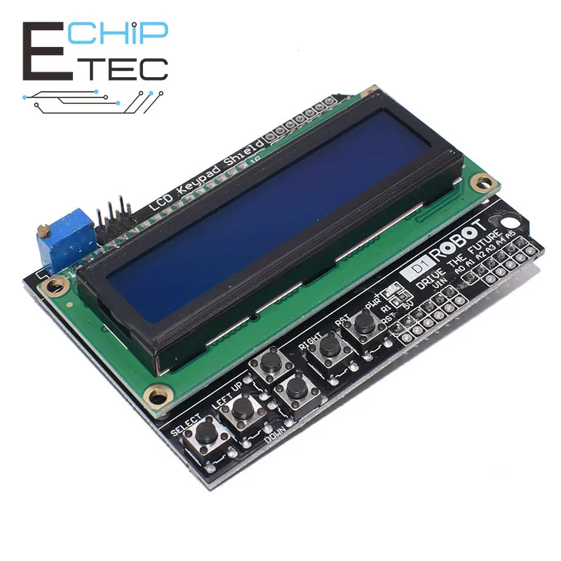 Free shipping LCD Keypad Shield LCD1602 LCD 1602 Module Display For Arduino ATMEGA328 ATMEGA2560 raspberry pi UNO blue screen 16x1lcd display module 16 01lcm module stn gray screen blue character splc780d controller16pin 5v or 3v power supply