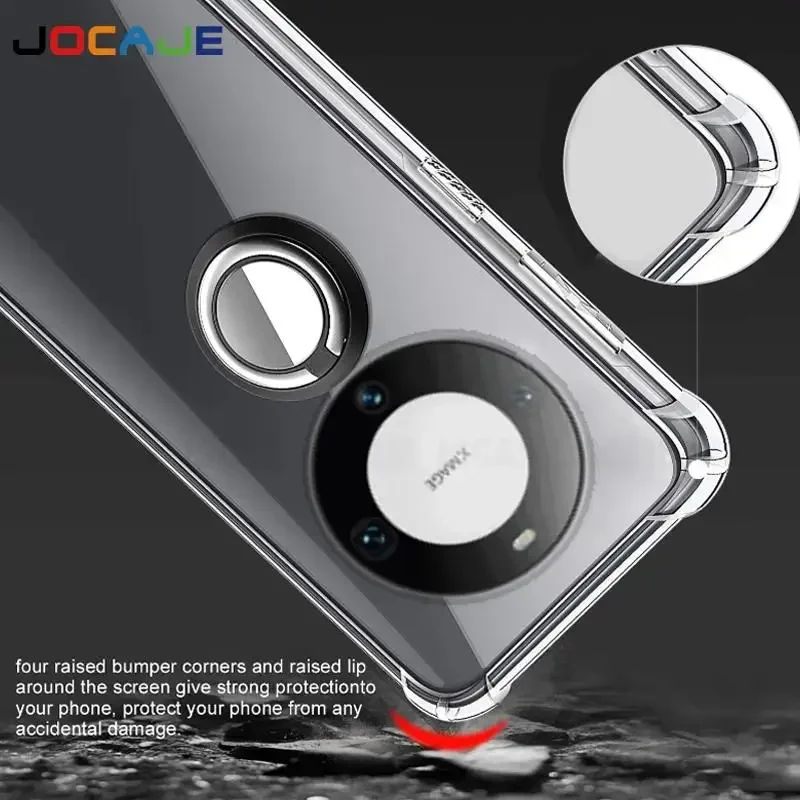 Transparent Ring Stand Shockproof Soft TPU Phone Case with Holder Bracket