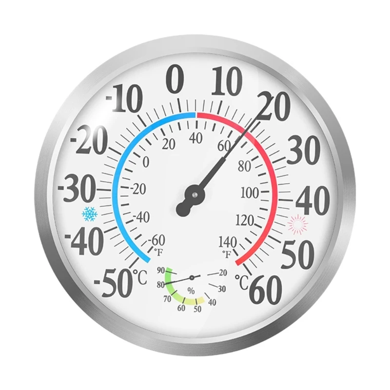 

Indoor Temperature & Humidity Meter Round Thermometer Hygrometer with Clear Scale Durable for Home Greenhouse & Office