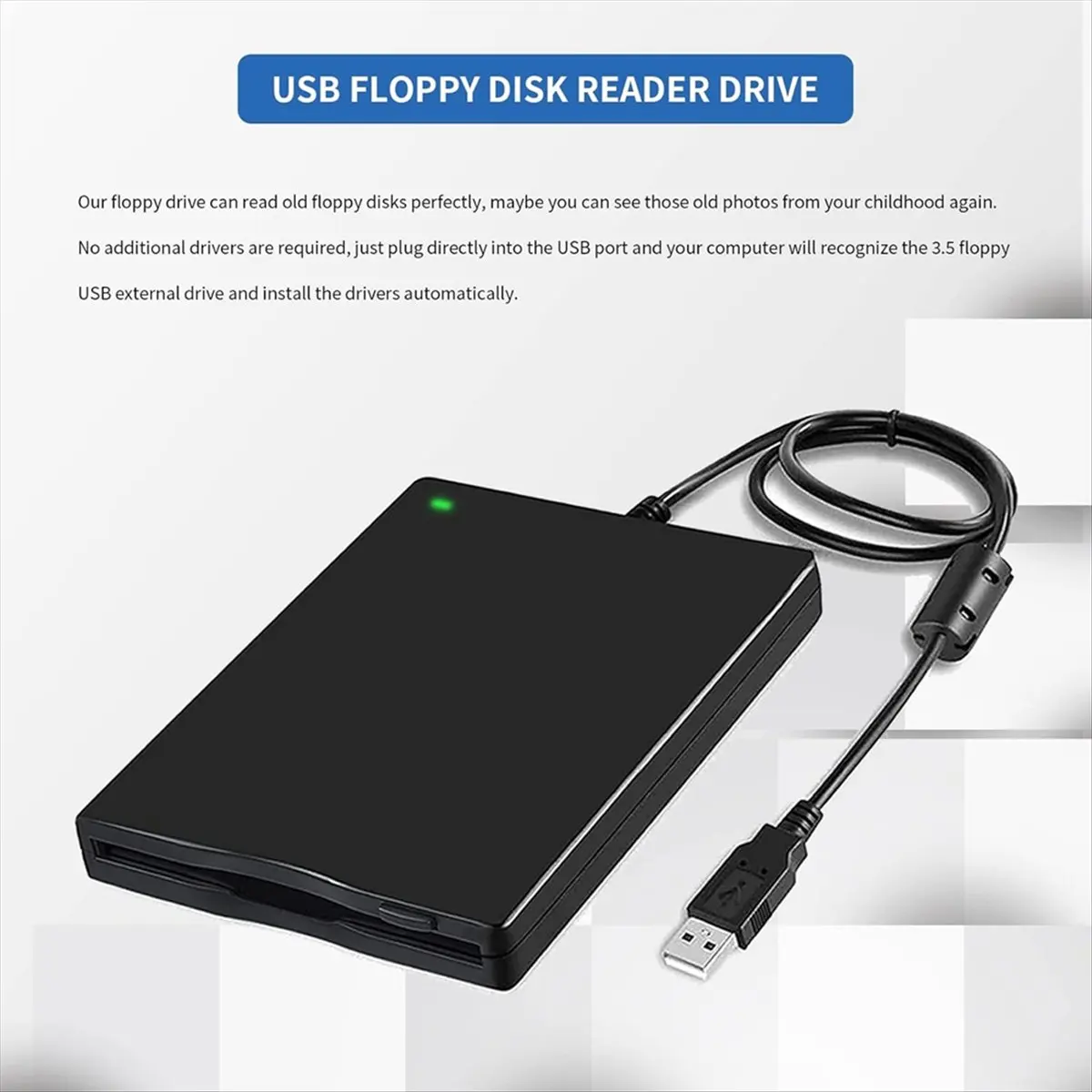 A14M USB 플로피 디스크 리더 드라이브 3.5인치 FDD 휴대용 1.44MB 외장 디스크 드라이브 (PC, 노트북, 데스크탑용)