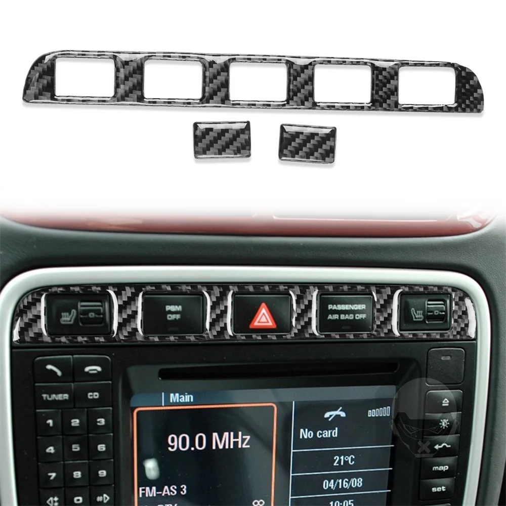 

3PCS Carbon Fibre Trim Strip for Porsche Cayenne S GTS Turbo 03-10 Emergency Light Panel Waterproof Car Interior Mouldings