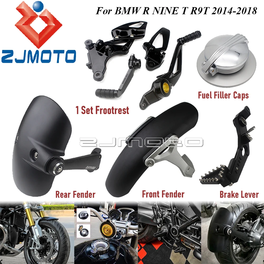 

Motorcycle Front Rear Fender & Brake Lever Footpegs For BMW R nineT R9T 2014-18 Accessories Oil Fuel Gas Tank Cap Moto Footrest