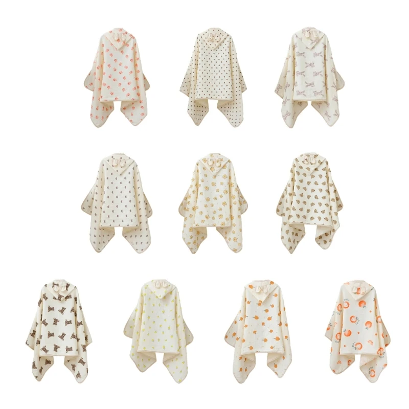 

Infant Hooded Towel Gauze-Cotton Breathable Bathrobe Print Summer Sun-proof Cloak Bath Towel Gender Neutral Soft Towel 45BF