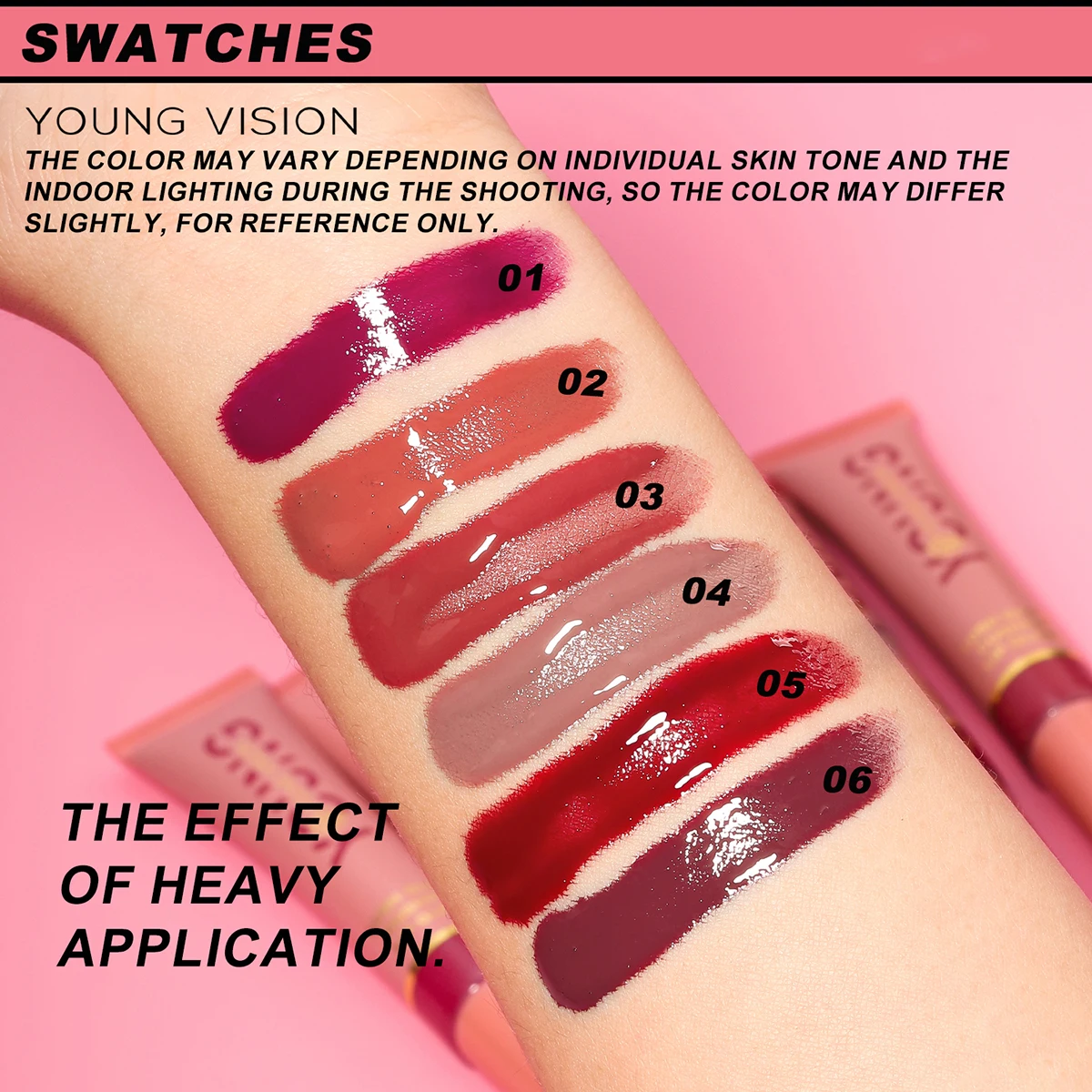 6 color Liquid Water Lip Color Plush Brush Head Squeezing Moisturizing Glaze