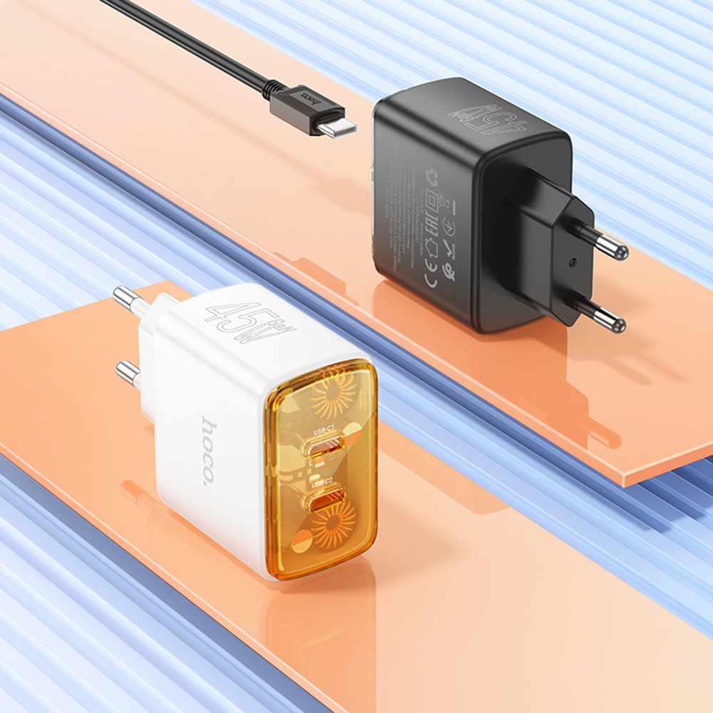 HOCO PD 45W USB Type C Charger For iPhone 15 14 13 12 Pro Max Quick Charge PD 3.0 1C1A Ports For Xiaomi Samsung Phone Charger