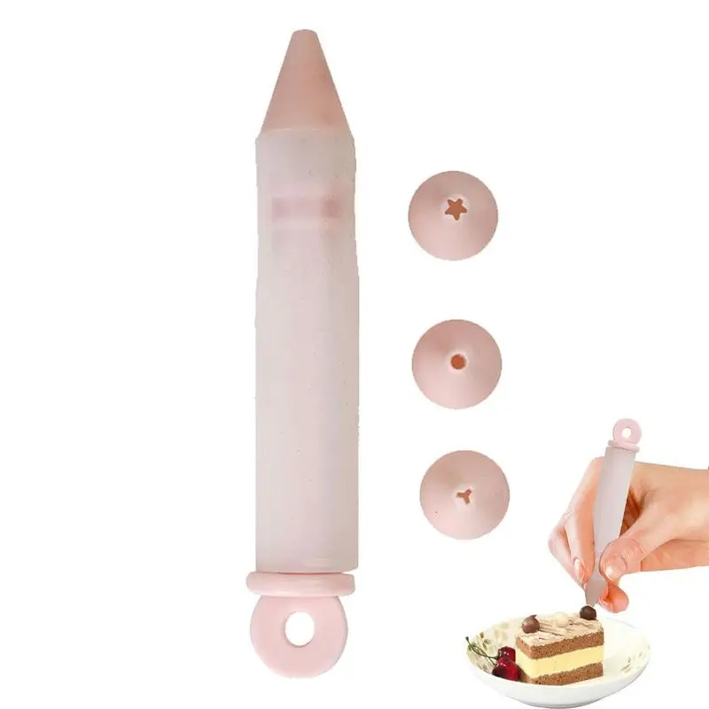 Cake Decorating Tool with 4 Nozzles Cookie Icing Piping Syringe Silicone Food Writing Pen for Dessert DIY Chocolate Cream Pastry baking supplies cake tools cake decorating kit edible food coloring pens