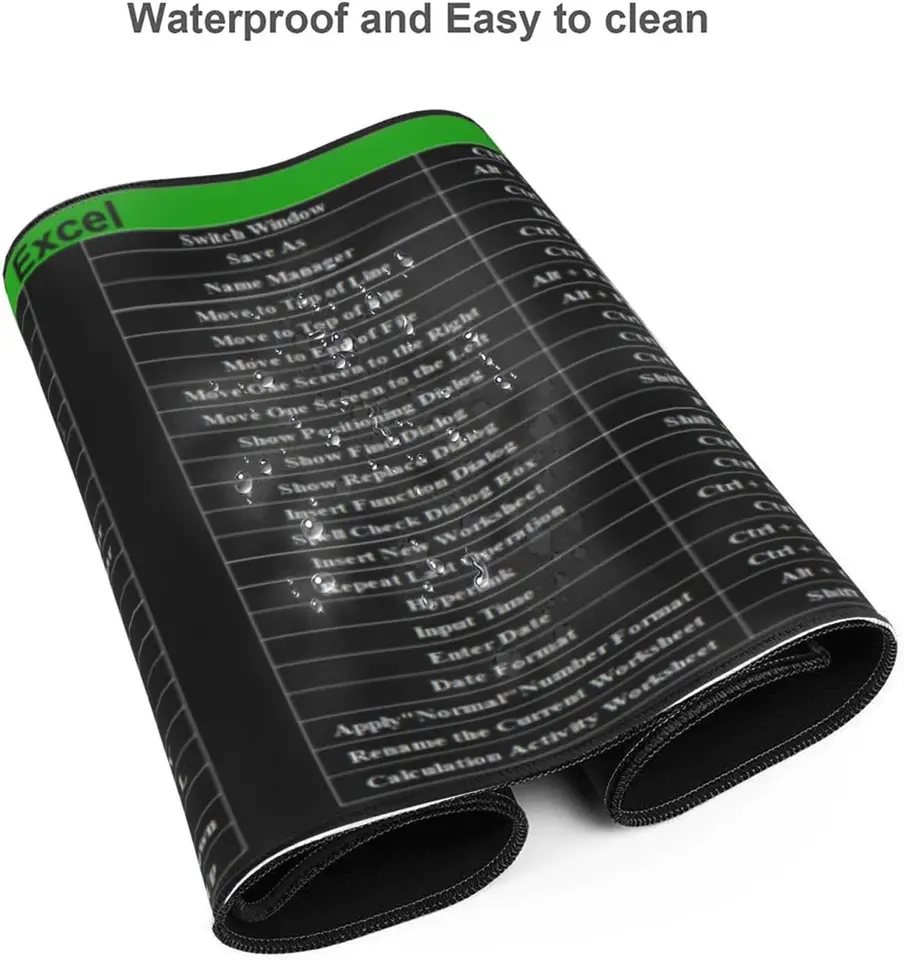 EclatChic Excel/Word/Power Point/Windows Cheat Sheet Desk Pad, Large Gaming Office Pc Mouse Pad,Keyboard Shortcuts Mouse Pad,Non-Slip Waterproof Desk Mat,Over 200 Shortcut Mousepad(XL 31.5 X 11.8 In - View #2