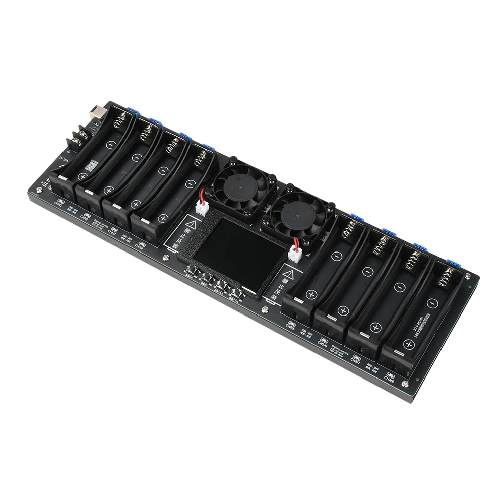 8 Channels 18650 Lithium Battery Tester DC Port 2.4-inch Color Screen Digital Battery Power Detector Module DC5V 10A Tester