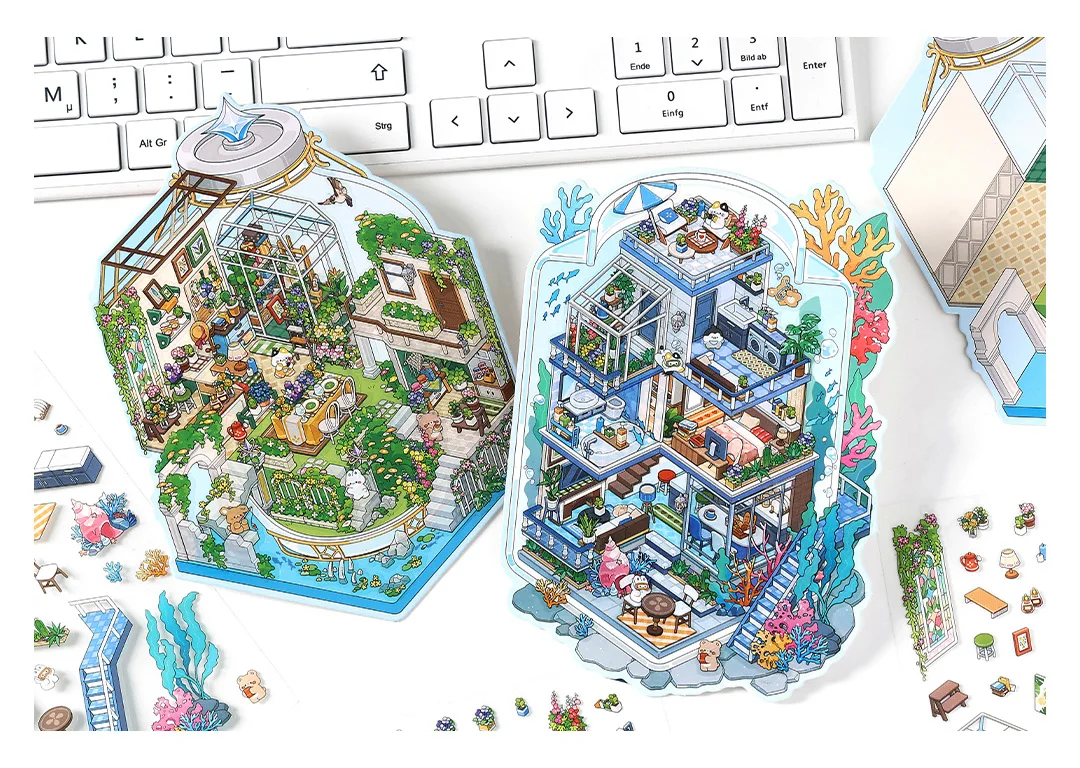 Kawaii Tiefsee Home 3D DIY Landschaft Aufkleber Tasche Hütte Szene Stapeln Einfügen Festival Geburtstagsgeschenk für Kind Kind ﻿ ﻿ – Detail 19