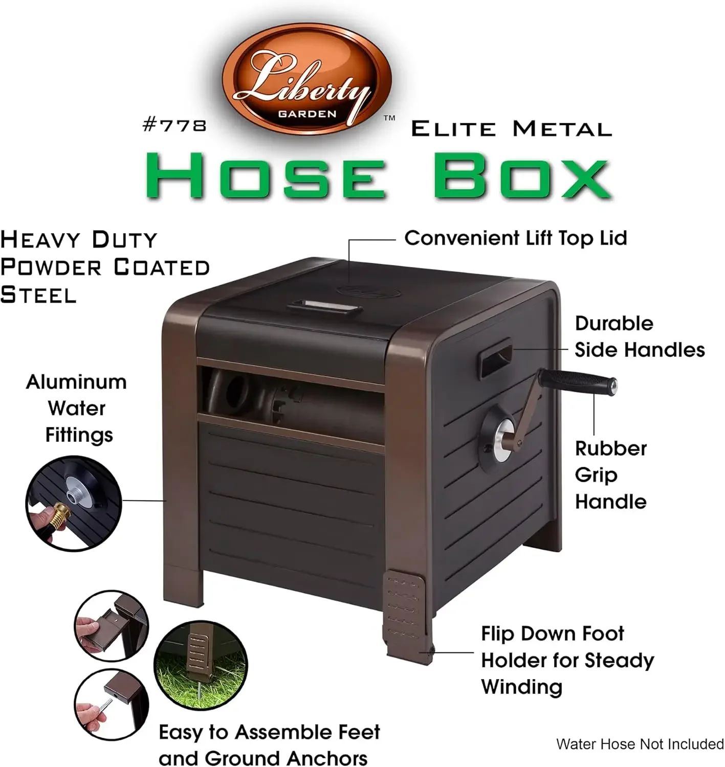 778 200' Hose Storage Box, Bronze, 23 x 16.9 x 18.15 inches 2