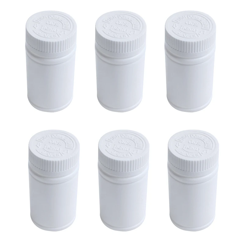 

Plastic Empty Medicine Bottles Pill Tablet Container Holder 6Pcs White