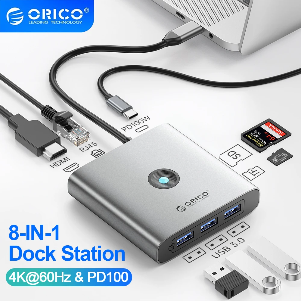 

Док-станция ORICO совместимая с USB 3,0 на 4K 60 Гц