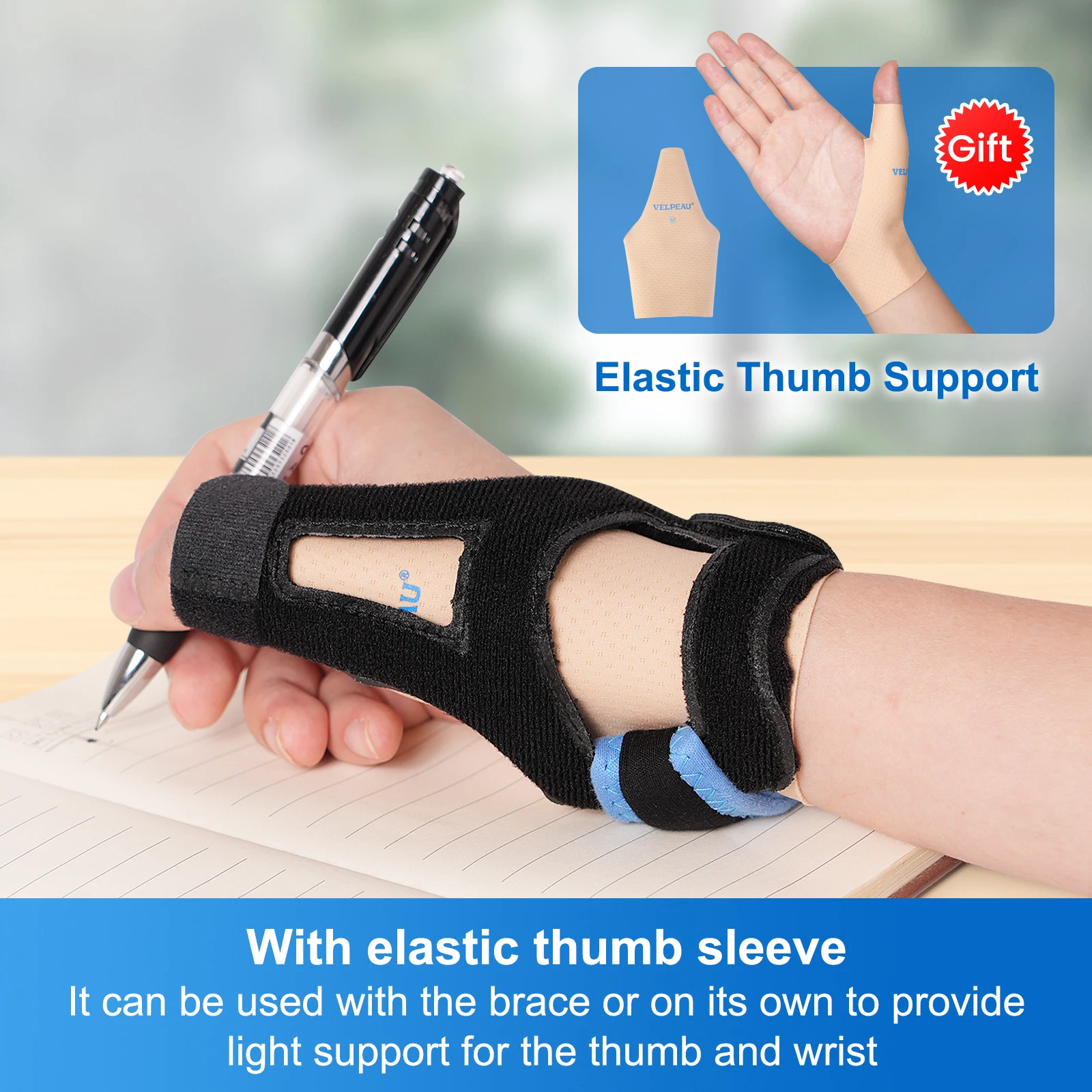 VELPEAU Thumb Splint Brace for Trigger Finger Sprains Strains Arthritis and Tendonitis Thumb Support Breathable and Universal 5