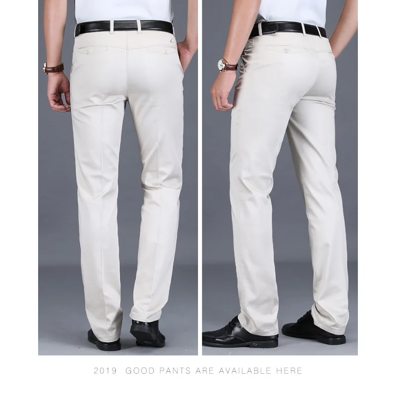 Summer Business Casual Pants Men's Thin and Silky Breathable High Waist Loose Straight Daily Office Large Size Suit Pants