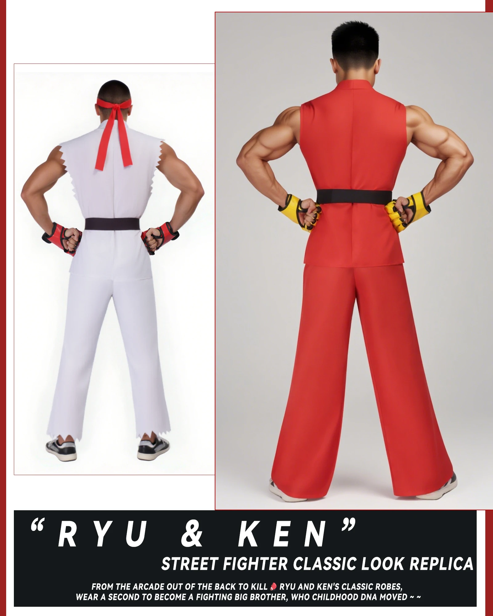 Street Fighter Ryu and Ken Martial Arts Uniform Cosplay Costume Set