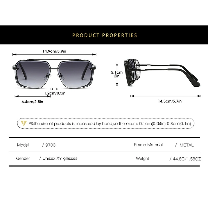 Gradient Double Beam Retro Sunshade Sunglasses Steampunk Glasses Men's Car Sunglasses 40005
