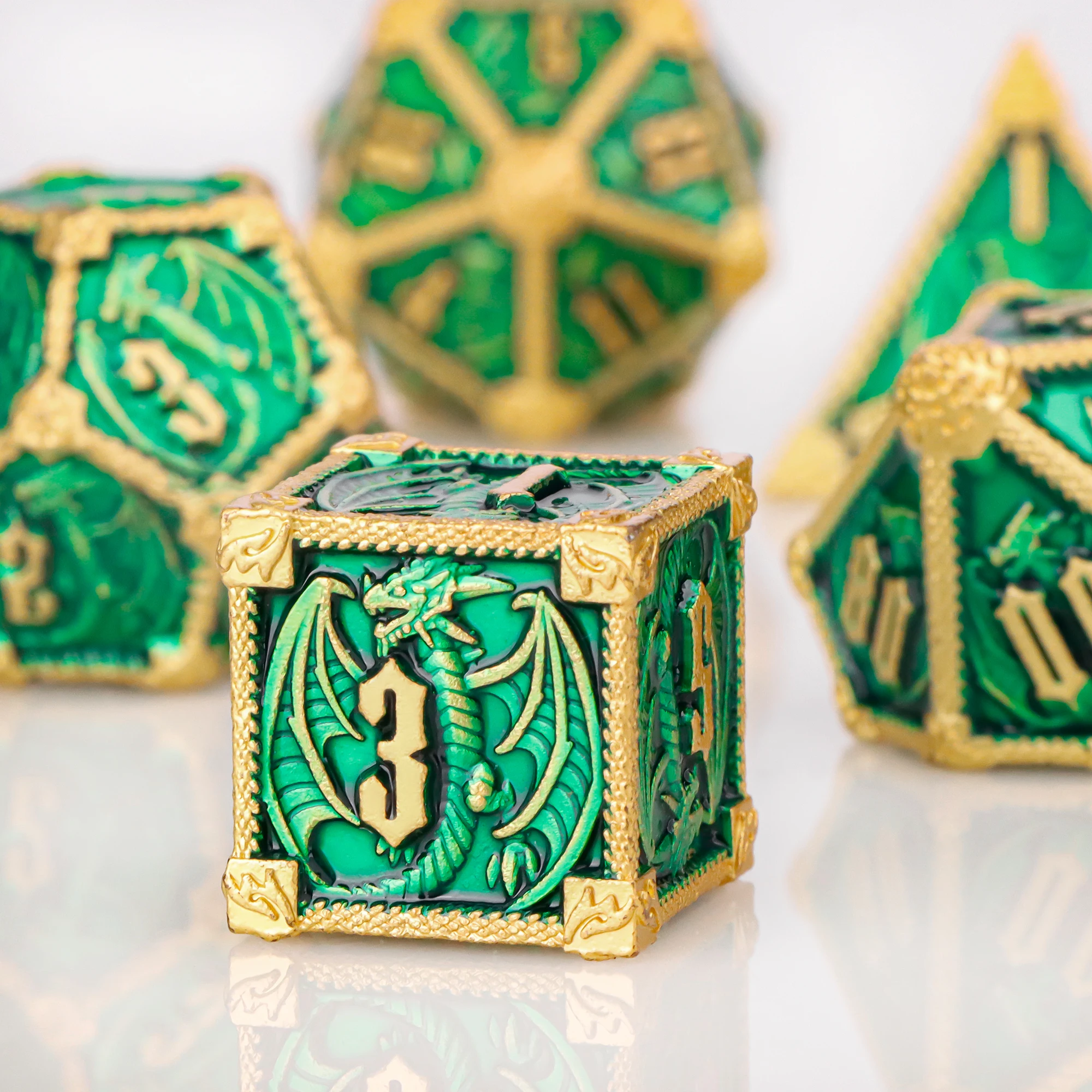 Metal Dice Set Black Dragon D&D Dice RPG for Dungeons and Dragons Role Playing Game Polyhedral