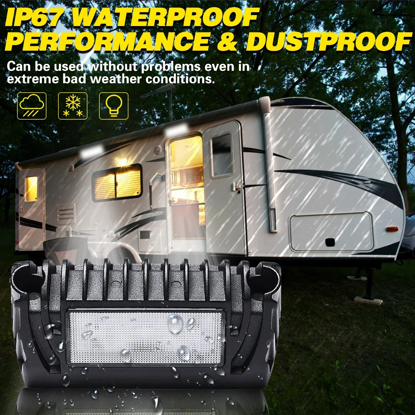 2x RV Exterior LED Porch Utility Light 12V 750 Lumen Awning Lights Lighting LED Porch Lights for Most RVs Trailers Campers