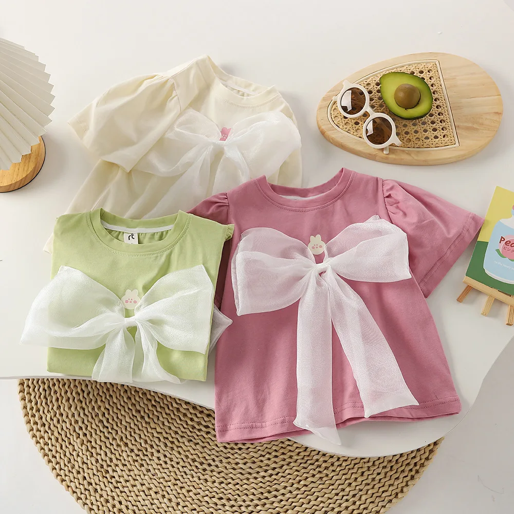 Футболка детская полиэстер хлопок кролик лето девочки 2-6 лет | AliExpress