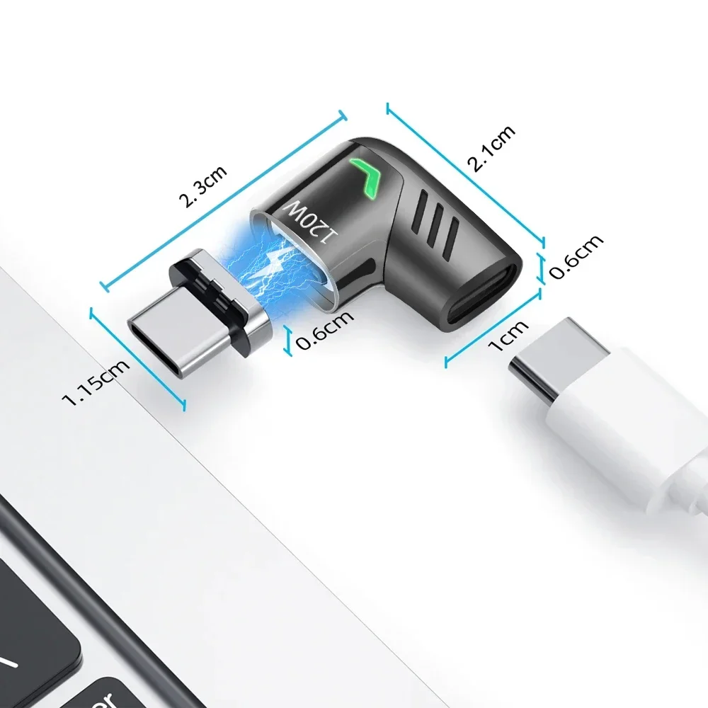 USB C Magnetic Adapter PD 120W Fast Charge High Speed Data Transfer Converter For MacBook iPad Pro Samsung Xiaomi USB C Device