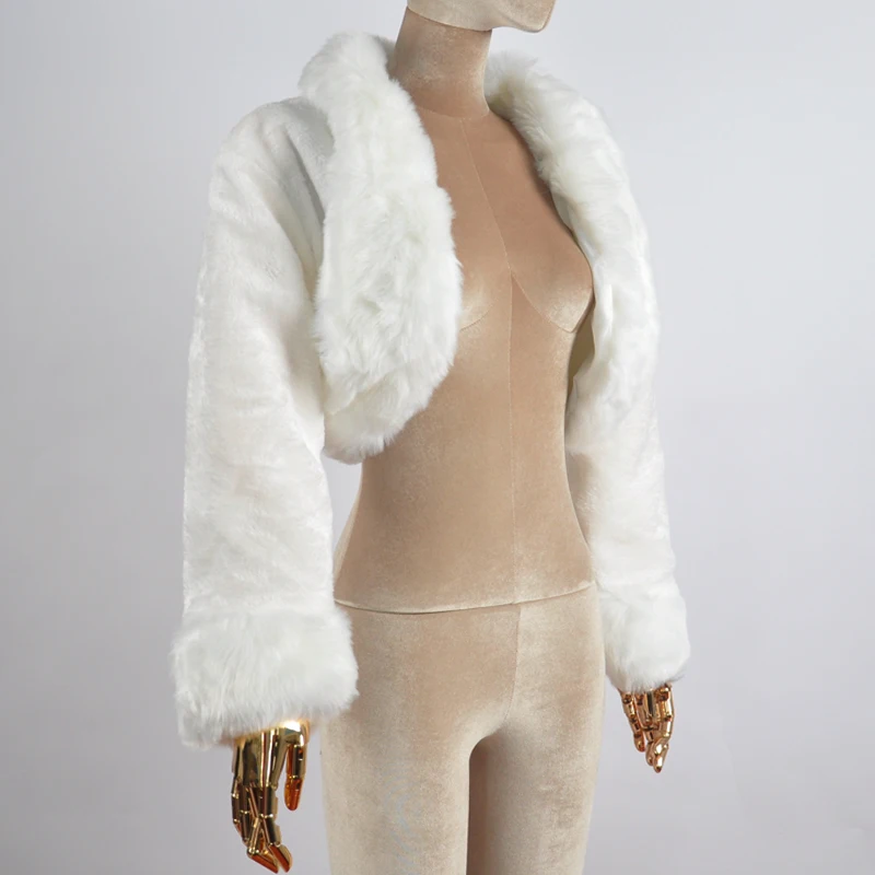 Boléro En Fausse Fourrure Pour Fille - Manches Longues - Cape