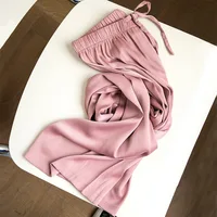 Summer Clothes Pants Women 2024 High Waist Satin Straight Pants Ice Silk Sun Protection Casual Pants Smooth Loose Fitting - Image 4