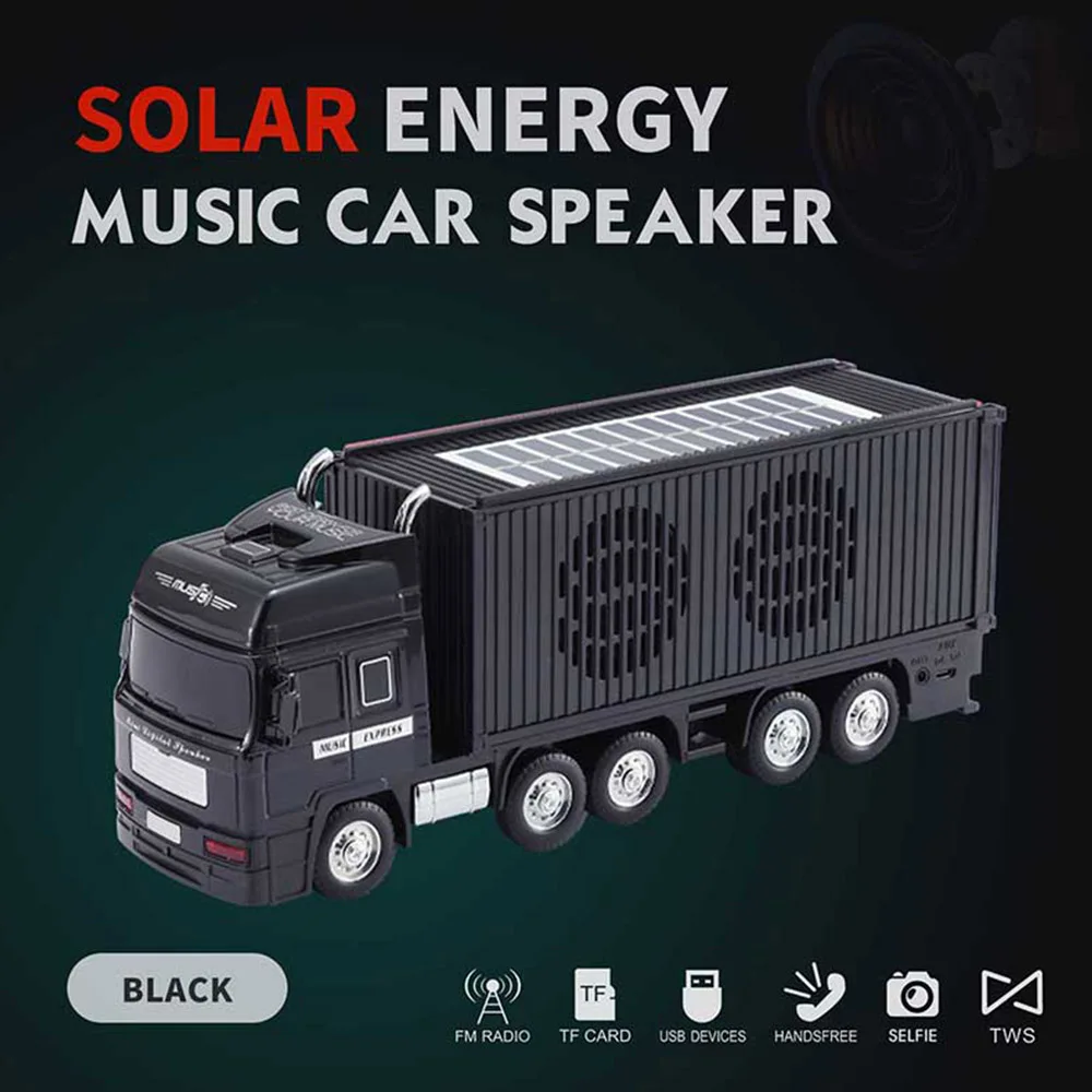 2025 Truck Shaped Music Player Solar Powered Bluetooth Car Speakers Fm Radio Rechargeable Selfie Wireless Speaker 2