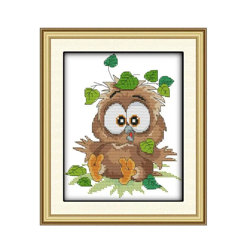 Cross Stitch Kit Baby Owl Cross Stitch Kit 18ct 14ct Count Canvas Stitching Embroidery DIY Handmade Needlework