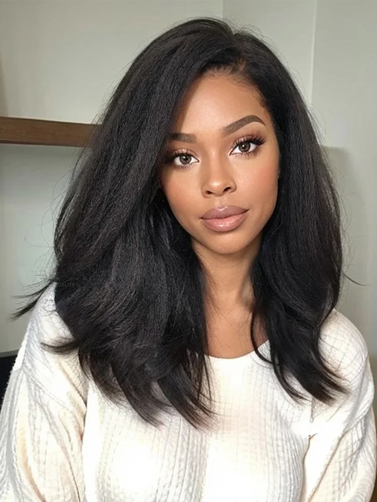 Human Hair Wig 13x4 HD Lace Frontal Wigs Human Hair Kinky Straight Short Bob Wigs For Black Women Glueless Yaki Straight Lace Front Wig human hair wig human hair extensions lace front wig human hair wigs front lace wig
