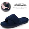 Comwarm Women Furry Slippers Soft Sloe Open Toe Memory Foam Non-slip House Plush Slippers Adjustable Terry Cloth Indoor Sandals 4