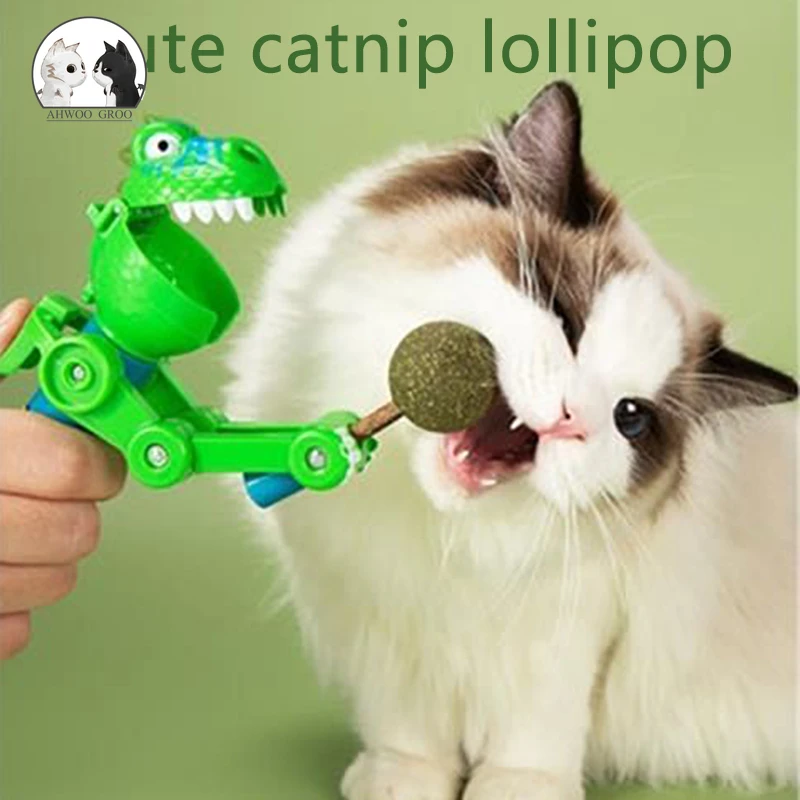 Catnip Lollipop Cat Toy Interactive Dinosaur Robot Funny Cat Stick