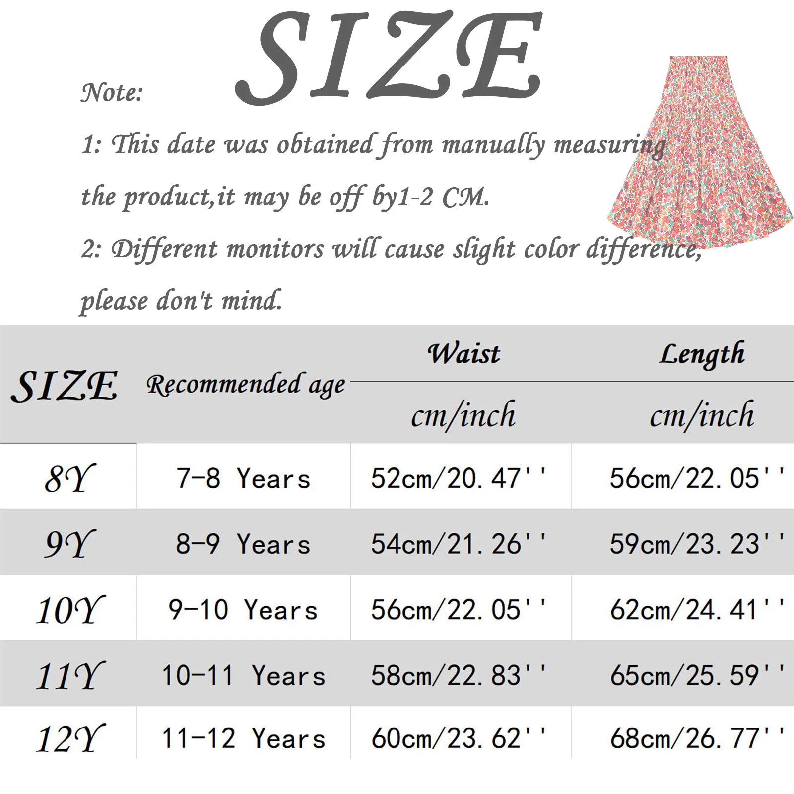 7-12Years Teenager Kids Girls Summer Outfit Long Skirts Casual Floral Skirt Holiday Party Beach Children Skirts