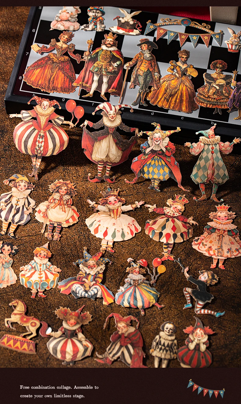 15 Stück/Packung INS Circus Performance Aufkleber Dekorative Scrapbooking Stick Etiketten handgefertigte Junk Journal Supplies – Detail 10
