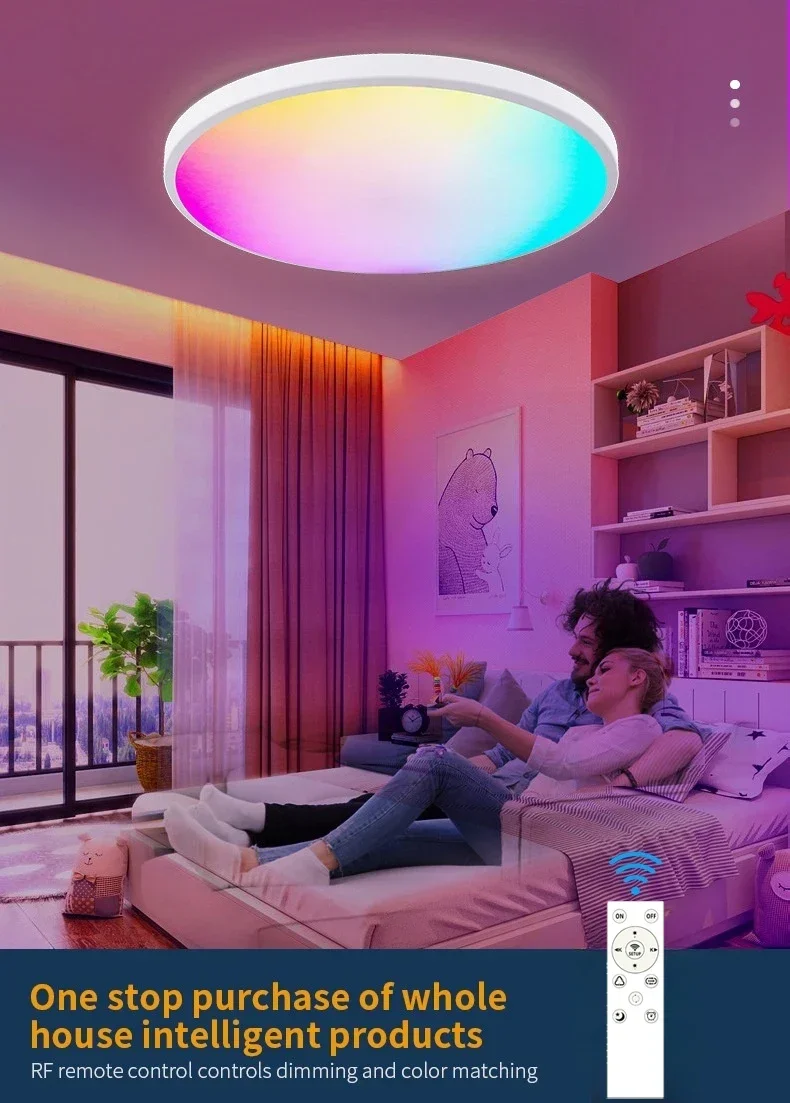 LED Intelligent Ceiling Light Tuya WiFi RGB Dimmable Alexa Voice Controlled Google Home Living Room Bedroom Indoor Lighting
