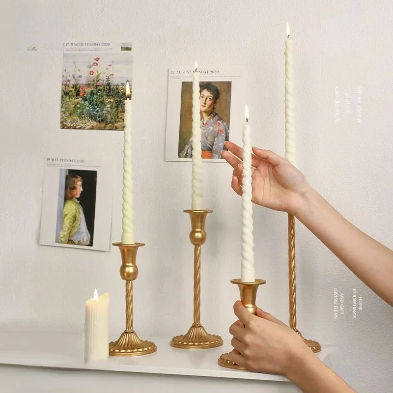 Retro Gold Spiral Candlestick Holders Candlestick Stand Home Decoration Candlelight Dinner Table Romantic Wedding Ornaments candle holders