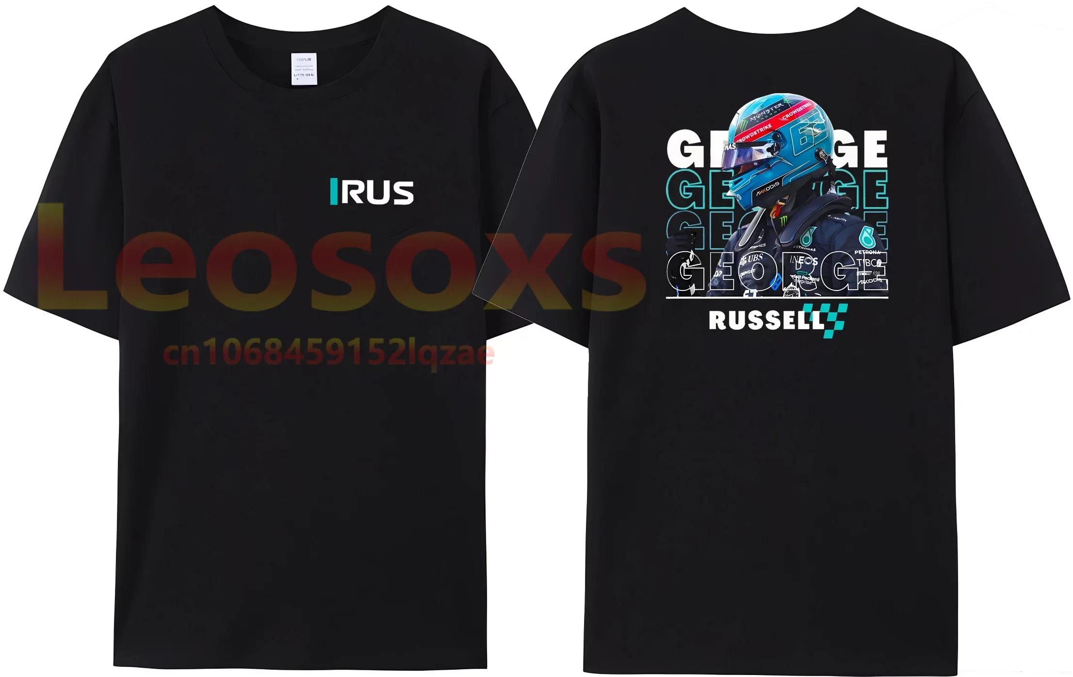 

2024 F shirt 1 men's racing T-shirt F-1 George Russell 63 letter print F racing 1 fan women's sports casual Short Sleeve