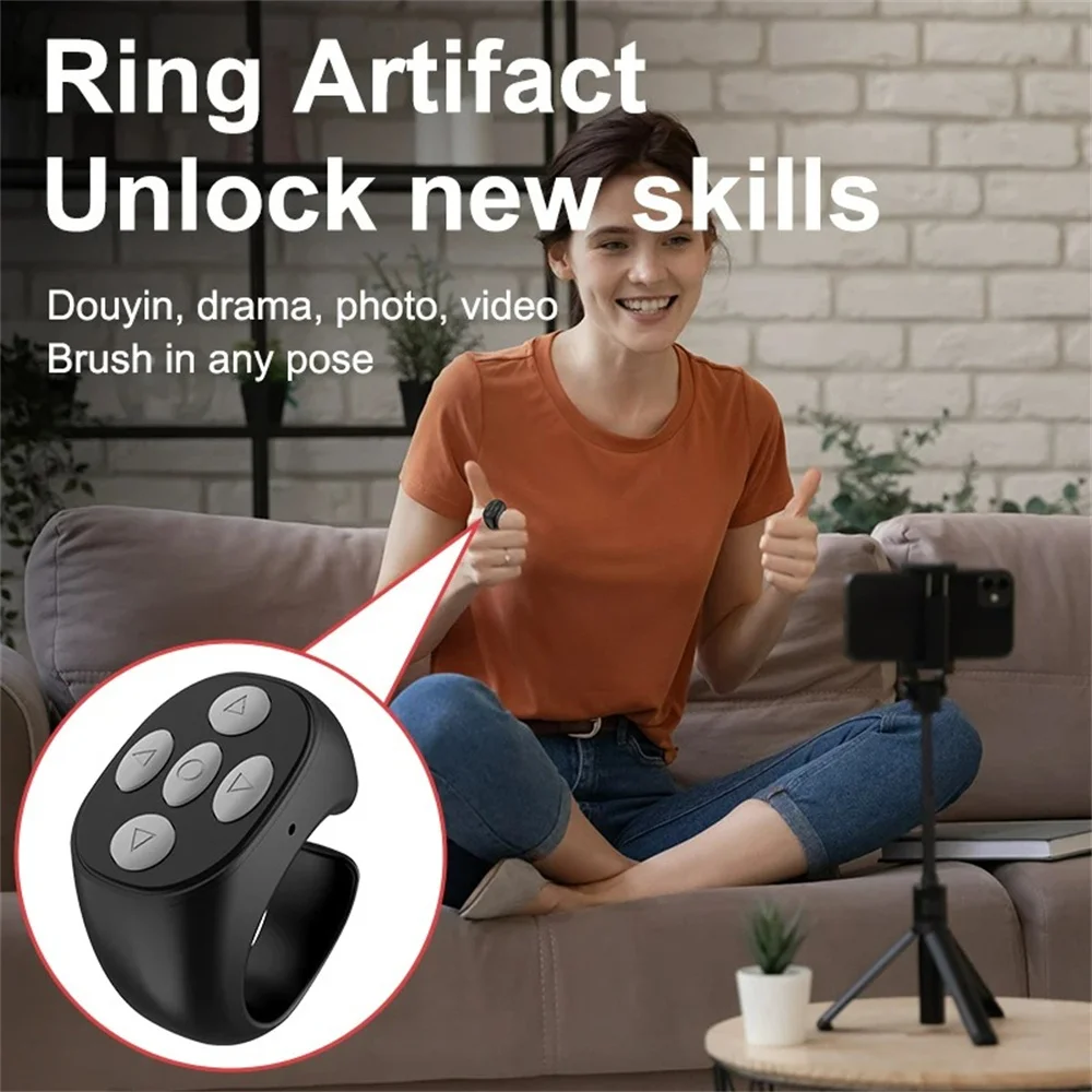 Bluetooth Tiktok Remote Control Ring Gadget Flipping Selfie Fingertip Controller Give Likes 4 Buttons 10m for IPhone Xiaomi
