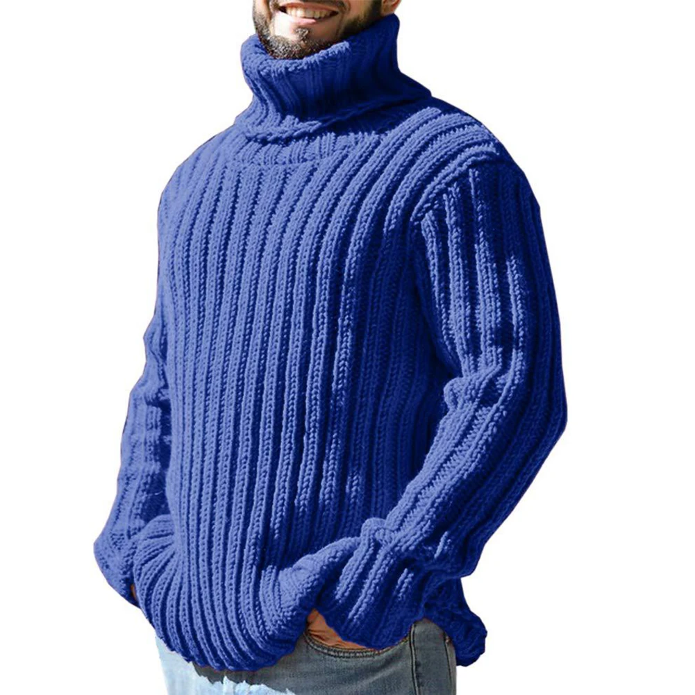 

Men's Solid Color Turtleneck Sweater Comfortable And Fashionable Long Sleeve Classic Knitwear Top Causal Warm Tops Winter 2024