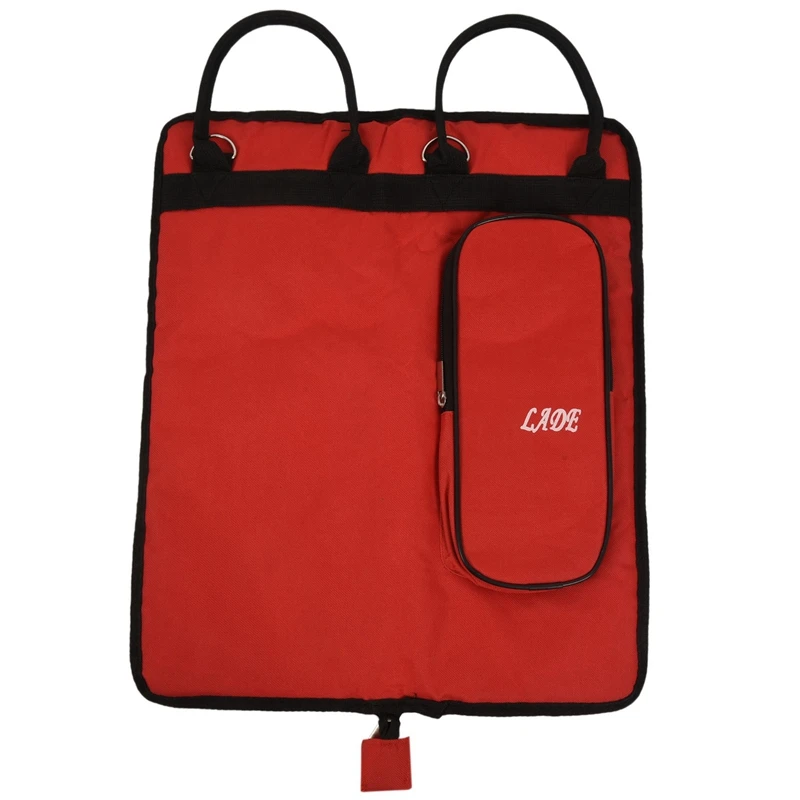 

Drumstick Bag Case Drum Stick Holder Percussion Drum Mallet Bag with External Pocket and Floor Tom Hooks, Red
