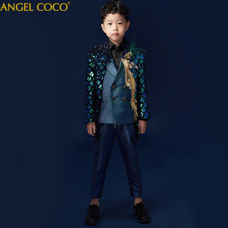 

Children's Suits Shiny Sequins Boys Mens Suits Boy's Pageant Formal Teenager Kids Dresses For Boys Suits For Weddings Birthday