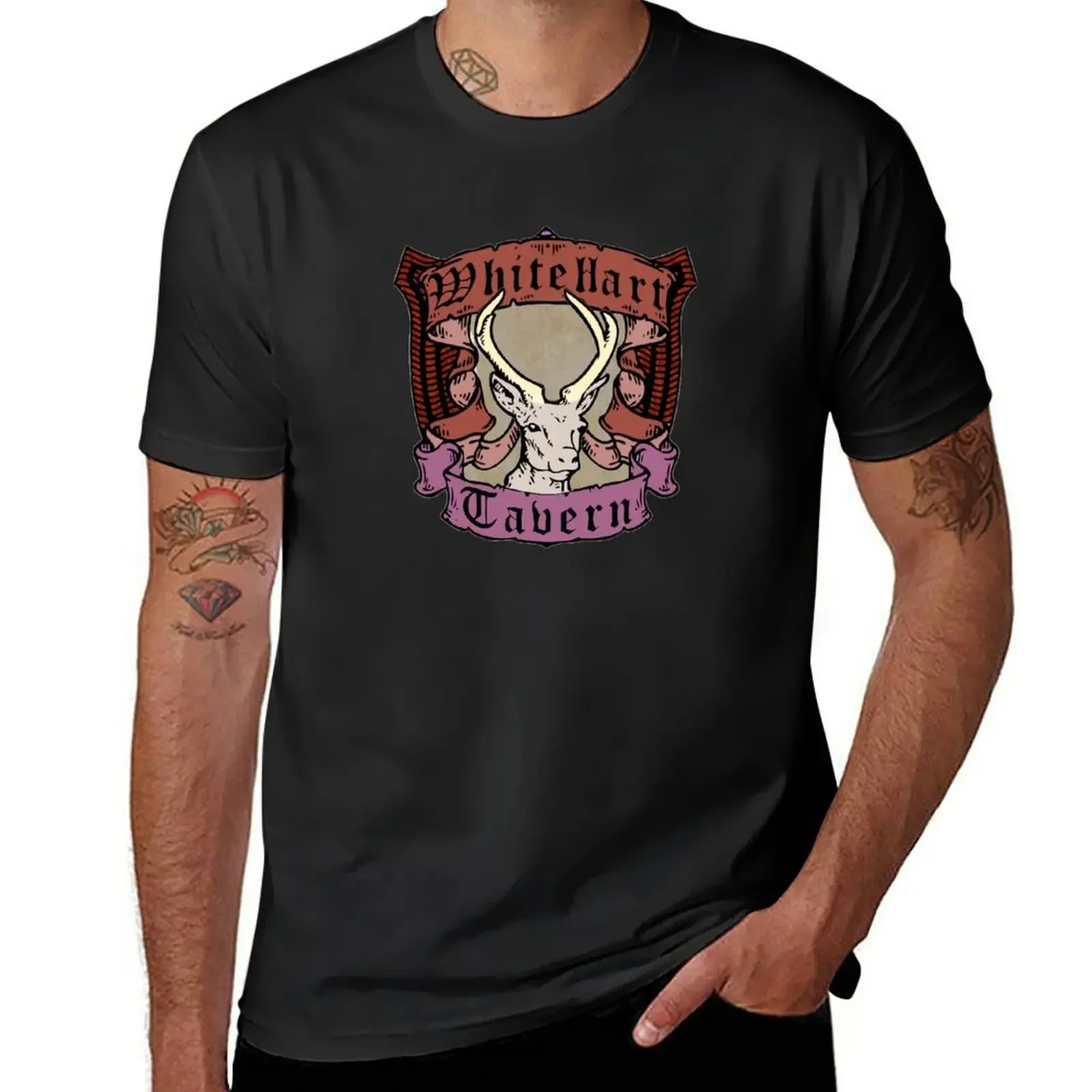 

White Hart Tavern T-Shirt anime oversized funnys plain t shirts men