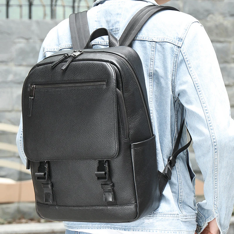 

AETOO Leather men's bag Men's business backpack large capacity first layer cowhide computer bag backpack leather bag